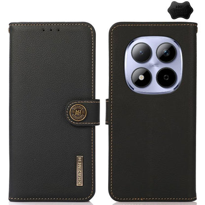 KHAZNEH Custer Texture RFID Genuine Leather Phone Case, For Redmi Note 17 4G Global 169.7mm, For Redmi Note 17 Pro+ 5G Global 163.4mm, For Redmi Note 17 Pro 5G Global 163.5mm, For Redmi K100 Pro Max/Poco F9 Ultra 5G, For Redmi K100 Pro 5G/Poco F9 Pro 5...