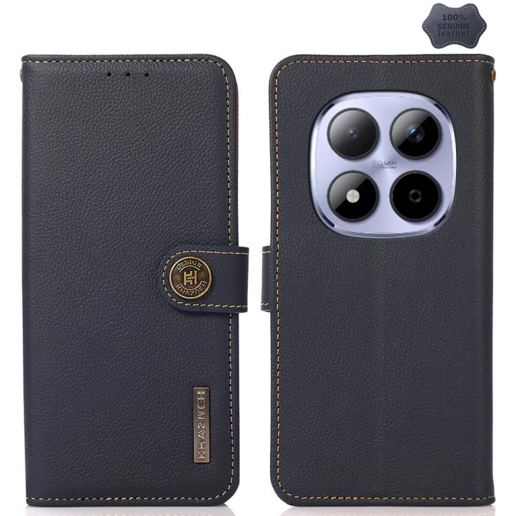 KHAZNEH Custer Texture RFID Genuine Leather Phone Case, For Redmi Note 17 4G Global 169.7mm, For Redmi Note 17 Pro+ 5G Global 163.4mm, For Redmi Note 17 Pro 5G Global 163.5mm, For Redmi K100 Pro Max/Poco F9 Ultra 5G, For Redmi K100 Pro 5G/Poco F9 Pro 5...