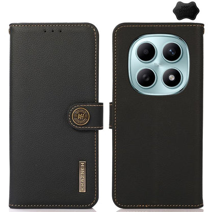 KHAZNEH Custer Texture RFID Genuine Leather Phone Case, For Redmi Note 17 4G Global 169.7mm, For Redmi Note 17 Pro+ 5G Global 163.4mm, For Redmi Note 17 Pro 5G Global 163.5mm, For Redmi K100 Pro Max/Poco F9 Ultra 5G, For Redmi K100 Pro 5G/Poco F9 Pro 5...