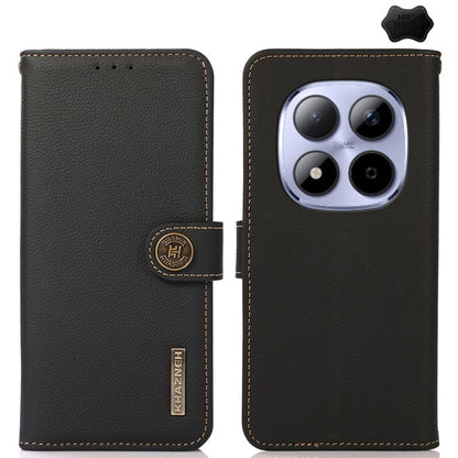KHAZNEH Custer Texture RFID Genuine Leather Phone Case, For Redmi Note 17 4G Global 169.7mm, For Redmi Note 17 Pro+ 5G Global 163.4mm, For Redmi Note 17 Pro 5G Global 163.5mm, For Redmi K100 Pro Max/Poco F9 Ultra 5G, For Redmi K100 Pro 5G/Poco F9 Pro 5...