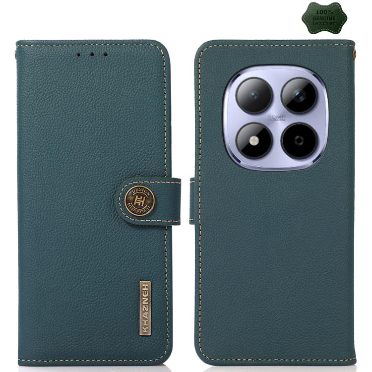 KHAZNEH Custer Texture RFID Genuine Leather Phone Case, For Redmi Note 17 4G Global 169.7mm, For Redmi Note 17 Pro+ 5G Global 163.4mm, For Redmi Note 17 Pro 5G Global 163.5mm, For Redmi K100 Pro Max/Poco F9 Ultra 5G, For Redmi K100 Pro 5G/Poco F9 Pro 5...