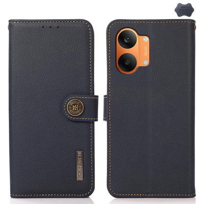 KHAZNEH Custer Texture RFID Genuine Leather Phone Case, For Redmi Note 17 4G Global 169.7mm, For Redmi Note 17 Pro+ 5G Global 163.4mm, For Redmi Note 17 Pro 5G Global 163.5mm, For Redmi K100 Pro Max/Poco F9 Ultra 5G, For Redmi K100 Pro 5G/Poco F9 Pro 5...