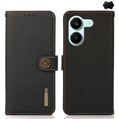 KHAZNEH Custer Texture RFID Genuine Leather Phone Case, For Redmi Note 17 4G Global 169.7mm, For Redmi Note 17 Pro+ 5G Global 163.4mm, For Redmi Note 17 Pro 5G Global 163.5mm, For Redmi K100 Pro Max/Poco F9 Ultra 5G, For Redmi K100 Pro 5G/Poco F9 Pro 5...