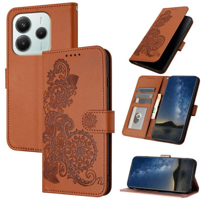 Datura Flower Embossed Flip Leather Phone Case, For Redmi A7 Pro 171mm / Poco C85x 5G, For Redmi Turbo 5 Max / Poco X8 Pro Max, For Redmi Turbo 5 5G / Poco X8 Pro 5G, For Redmi Note 15 4G / 5G 164mm / Poco M8 5G, For Redmi K90 Pro Max / Poco F8 Ultra 5...
