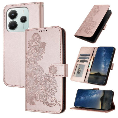 Datura Flower Embossed Flip Leather Phone Case, For Redmi A7 Pro 171mm / Poco C85x 5G, For Redmi Turbo 5 Max / Poco X8 Pro Max, For Redmi Turbo 5 5G / Poco X8 Pro 5G, For Redmi Note 15 4G / 5G 164mm / Poco M8 5G, For Redmi K90 Pro Max / Poco F8 Ultra 5...