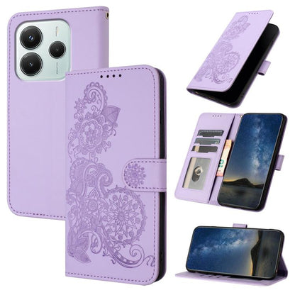 Datura Flower Embossed Flip Leather Phone Case, For Redmi A7 Pro 171mm / Poco C85x 5G, For Redmi Turbo 5 Max / Poco X8 Pro Max, For Redmi Turbo 5 5G / Poco X8 Pro 5G, For Redmi Note 15 4G / 5G 164mm / Poco M8 5G, For Redmi K90 Pro Max / Poco F8 Ultra 5...