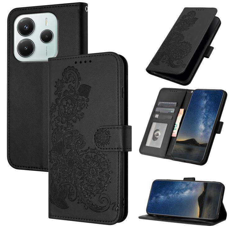 Datura Flower Embossed Flip Leather Phone Case, For Redmi A7 Pro 171mm / Poco C85x 5G, For Redmi Turbo 5 Max / Poco X8 Pro Max, For Redmi Turbo 5 5G / Poco X8 Pro 5G, For Redmi Note 15 4G / 5G 164mm / Poco M8 5G, For Redmi K90 Pro Max / Poco F8 Ultra 5...