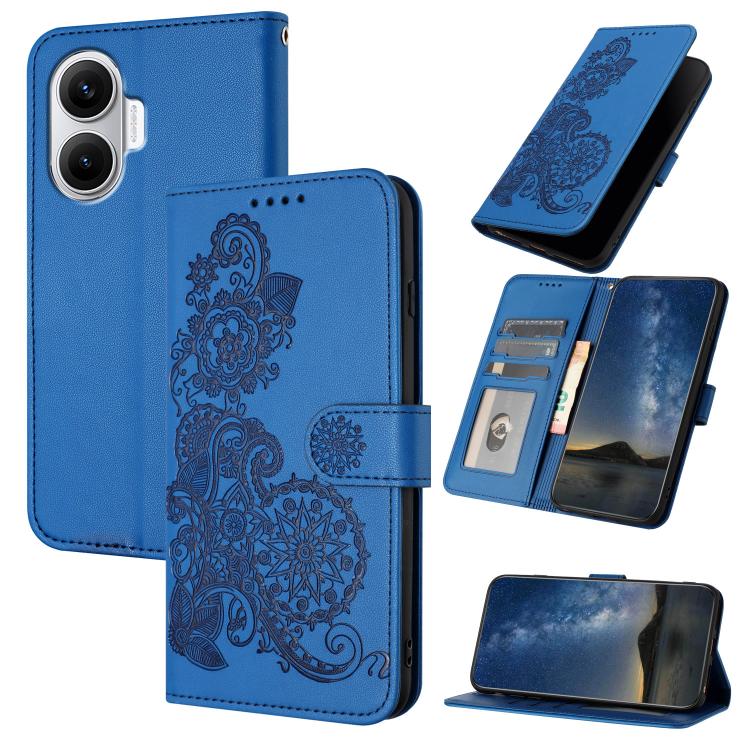 Datura Flower Embossed Flip Leather Phone Case, For Redmi A7 Pro 171mm / Poco C85x 5G, For Redmi Turbo 5 Max / Poco X8 Pro Max, For Redmi Turbo 5 5G / Poco X8 Pro 5G, For Redmi Note 15 4G / 5G 164mm / Poco M8 5G, For Redmi K90 Pro Max / Poco F8 Ultra 5...