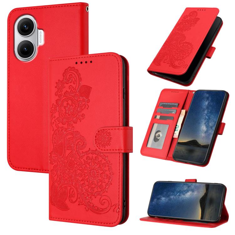 Datura Flower Embossed Flip Leather Phone Case, For Redmi A7 Pro 171mm / Poco C85x 5G, For Redmi Turbo 5 Max / Poco X8 Pro Max, For Redmi Turbo 5 5G / Poco X8 Pro 5G, For Redmi Note 15 4G / 5G 164mm / Poco M8 5G, For Redmi K90 Pro Max / Poco F8 Ultra 5...