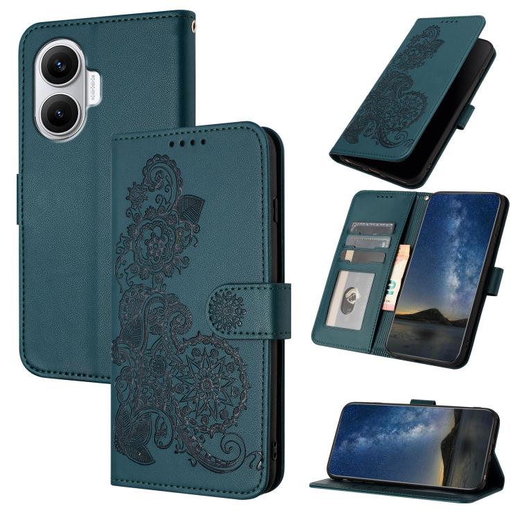 Datura Flower Embossed Flip Leather Phone Case, For Redmi A7 Pro 171mm / Poco C85x 5G, For Redmi Turbo 5 Max / Poco X8 Pro Max, For Redmi Turbo 5 5G / Poco X8 Pro 5G, For Redmi Note 15 4G / 5G 164mm / Poco M8 5G, For Redmi K90 Pro Max / Poco F8 Ultra 5...