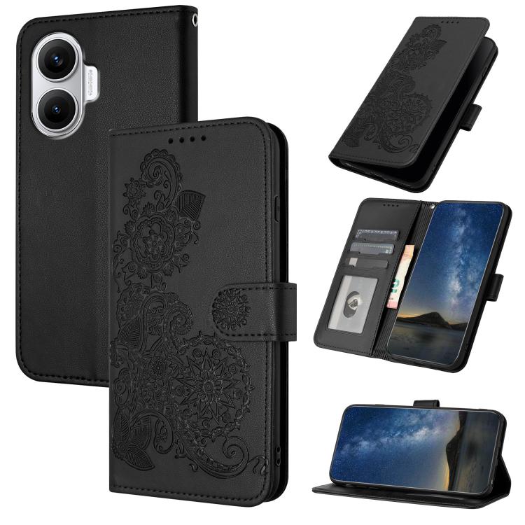 Datura Flower Embossed Flip Leather Phone Case, For Redmi A7 Pro 171mm / Poco C85x 5G, For Redmi Turbo 5 Max / Poco X8 Pro Max, For Redmi Turbo 5 5G / Poco X8 Pro 5G, For Redmi Note 15 4G / 5G 164mm / Poco M8 5G, For Redmi K90 Pro Max / Poco F8 Ultra 5...