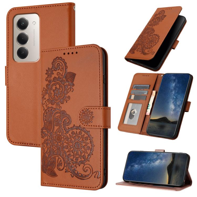 Datura Flower Embossed Flip Leather Phone Case, For Redmi A7 Pro 171mm / Poco C85x 5G, For Redmi Turbo 5 Max / Poco X8 Pro Max, For Redmi Turbo 5 5G / Poco X8 Pro 5G, For Redmi Note 15 4G / 5G 164mm / Poco M8 5G, For Redmi K90 Pro Max / Poco F8 Ultra 5...