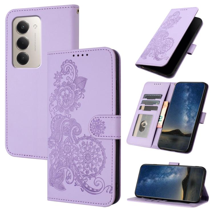 Datura Flower Embossed Flip Leather Phone Case, For Redmi A7 Pro 171mm / Poco C85x 5G, For Redmi Turbo 5 Max / Poco X8 Pro Max, For Redmi Turbo 5 5G / Poco X8 Pro 5G, For Redmi Note 15 4G / 5G 164mm / Poco M8 5G, For Redmi K90 Pro Max / Poco F8 Ultra 5...