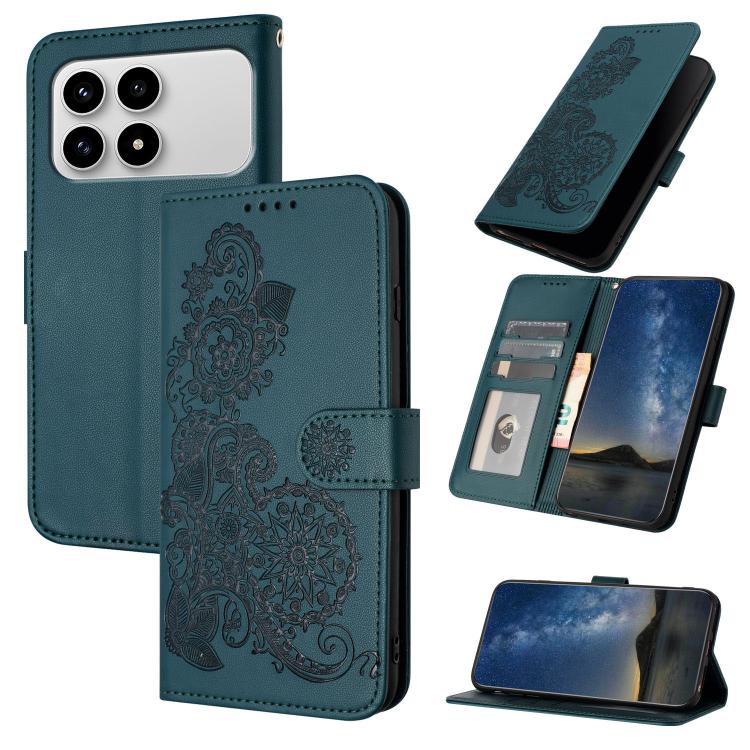 Datura Flower Embossed Flip Leather Phone Case, For Redmi A7 Pro 171mm / Poco C85x 5G, For Redmi Turbo 5 Max / Poco X8 Pro Max, For Redmi Turbo 5 5G / Poco X8 Pro 5G, For Redmi Note 15 4G / 5G 164mm / Poco M8 5G, For Redmi K90 Pro Max / Poco F8 Ultra 5...