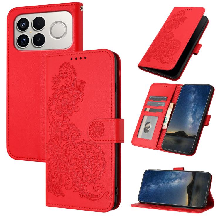 Datura Flower Embossed Flip Leather Phone Case, For Redmi A7 Pro 171mm / Poco C85x 5G, For Redmi Turbo 5 Max / Poco X8 Pro Max, For Redmi Turbo 5 5G / Poco X8 Pro 5G, For Redmi Note 15 4G / 5G 164mm / Poco M8 5G, For Redmi K90 Pro Max / Poco F8 Ultra 5...