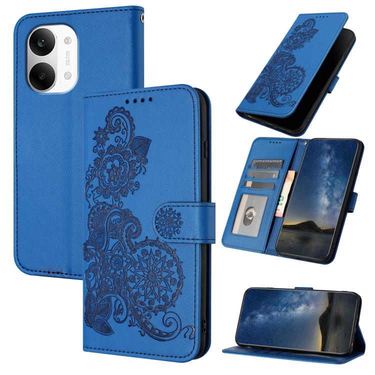 Datura Flower Embossed Flip Leather Phone Case, For Redmi A7 Pro 171mm / Poco C85x 5G, For Redmi Turbo 5 Max / Poco X8 Pro Max, For Redmi Turbo 5 5G / Poco X8 Pro 5G, For Redmi Note 15 4G / 5G 164mm / Poco M8 5G, For Redmi K90 Pro Max / Poco F8 Ultra 5...
