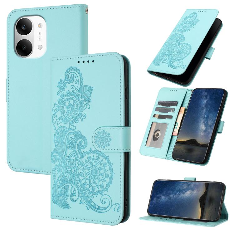Datura Flower Embossed Flip Leather Phone Case, For Redmi A7 Pro 171mm / Poco C85x 5G, For Redmi Turbo 5 Max / Poco X8 Pro Max, For Redmi Turbo 5 5G / Poco X8 Pro 5G, For Redmi Note 15 4G / 5G 164mm / Poco M8 5G, For Redmi K90 Pro Max / Poco F8 Ultra 5...