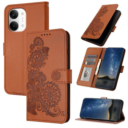 Datura Flower Embossed Flip Leather Phone Case, For Redmi A7 Pro 171mm / Poco C85x 5G, For Redmi Turbo 5 Max / Poco X8 Pro Max, For Redmi Turbo 5 5G / Poco X8 Pro 5G, For Redmi Note 15 4G / 5G 164mm / Poco M8 5G, For Redmi K90 Pro Max / Poco F8 Ultra 5...