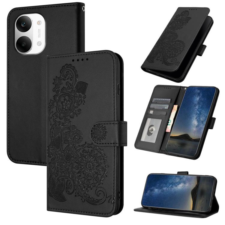 Datura Flower Embossed Flip Leather Phone Case, For Redmi A7 Pro 171mm / Poco C85x 5G, For Redmi Turbo 5 Max / Poco X8 Pro Max, For Redmi Turbo 5 5G / Poco X8 Pro 5G, For Redmi Note 15 4G / 5G 164mm / Poco M8 5G, For Redmi K90 Pro Max / Poco F8 Ultra 5...