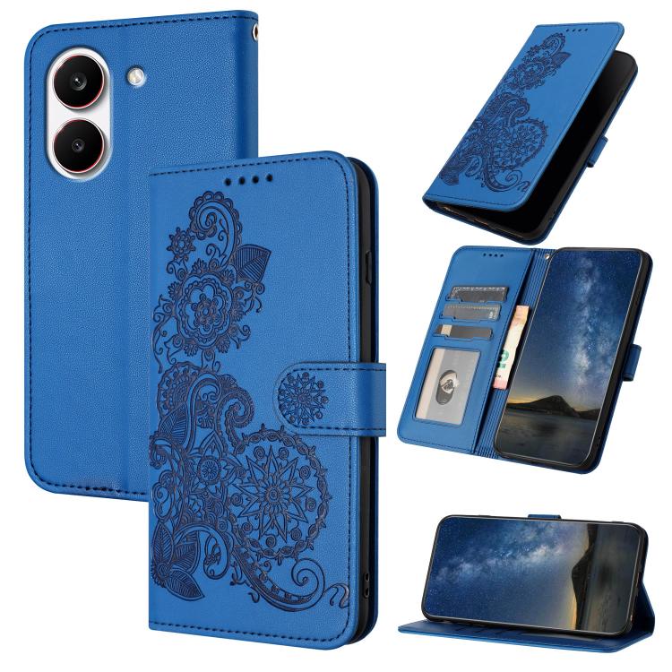Datura Flower Embossed Flip Leather Phone Case, For Redmi A7 Pro 171mm / Poco C85x 5G, For Redmi Turbo 5 Max / Poco X8 Pro Max, For Redmi Turbo 5 5G / Poco X8 Pro 5G, For Redmi Note 15 4G / 5G 164mm / Poco M8 5G, For Redmi K90 Pro Max / Poco F8 Ultra 5...