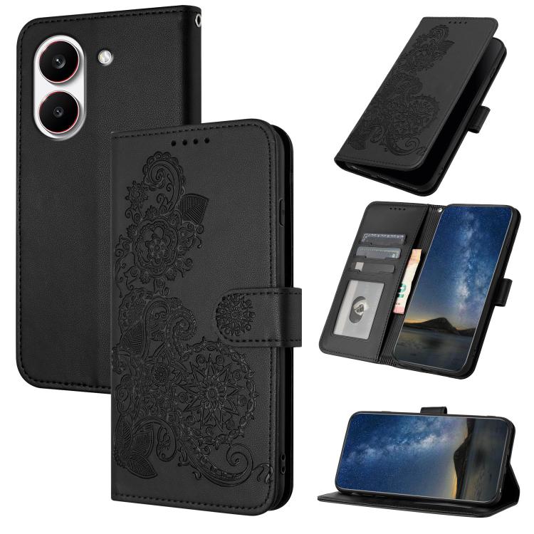Datura Flower Embossed Flip Leather Phone Case, For Redmi A7 Pro 171mm / Poco C85x 5G, For Redmi Turbo 5 Max / Poco X8 Pro Max, For Redmi Turbo 5 5G / Poco X8 Pro 5G, For Redmi Note 15 4G / 5G 164mm / Poco M8 5G, For Redmi K90 Pro Max / Poco F8 Ultra 5...