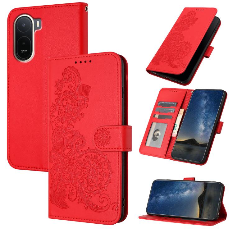 Datura Flower Embossed Flip Leather Phone Case, For Redmi A7 Pro 171mm / Poco C85x 5G, For Redmi Turbo 5 Max / Poco X8 Pro Max, For Redmi Turbo 5 5G / Poco X8 Pro 5G, For Redmi Note 15 4G / 5G 164mm / Poco M8 5G, For Redmi K90 Pro Max / Poco F8 Ultra 5...
