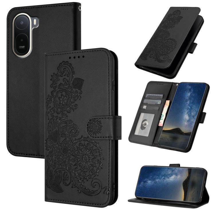 Datura Flower Embossed Flip Leather Phone Case, For Redmi A7 Pro 171mm / Poco C85x 5G, For Redmi Turbo 5 Max / Poco X8 Pro Max, For Redmi Turbo 5 5G / Poco X8 Pro 5G, For Redmi Note 15 4G / 5G 164mm / Poco M8 5G, For Redmi K90 Pro Max / Poco F8 Ultra 5...