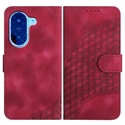 Rose red elephant-embossed leather phone case with flip cover and card slot
