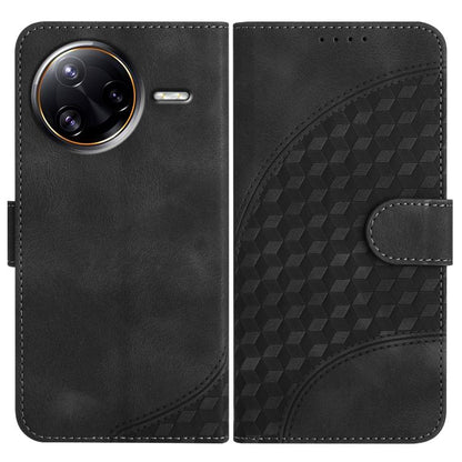 Black phone leather wallet case with geometric texture and camera cutout