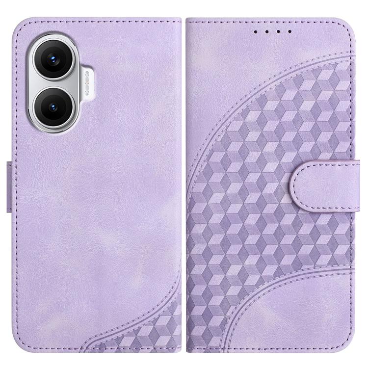 Light purple elephant-embossed leather phone case with flip cover and card slot