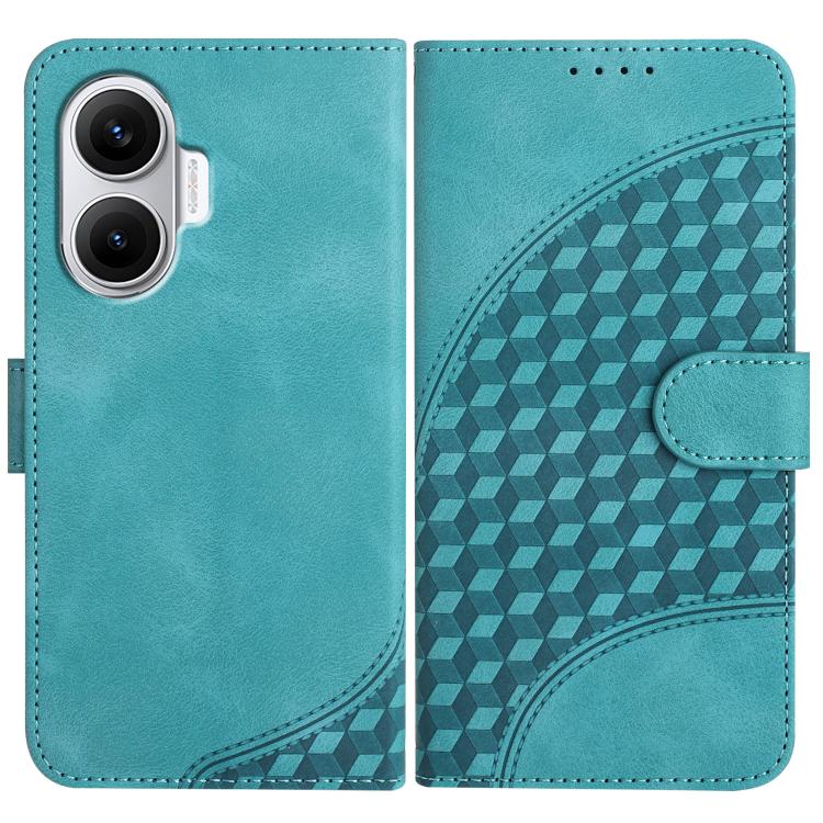 Light blue elephant-embossed leather phone case with flip cover and card slot