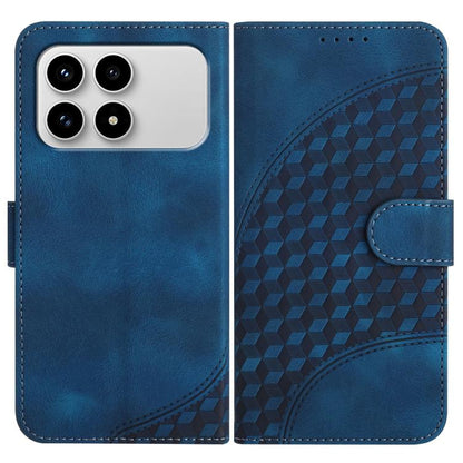 Dark blue leather phone wallet case with geometric pattern flip cover and camera cutout
