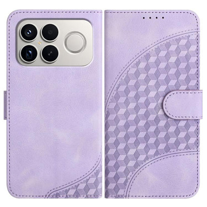 Light purple leather phone wallet case with geometric textured flip cover and camera cutout