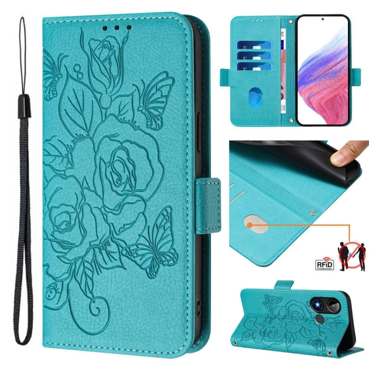 Embossed Rose RFID Anti-theft Leather Phone Case, For BLU G95, For BLU Bold N4, For BLU Bold K50, For BLU C9, For BLU View 5 Pro, For BLU View 5, For BLU View Speed 5G B1550VL