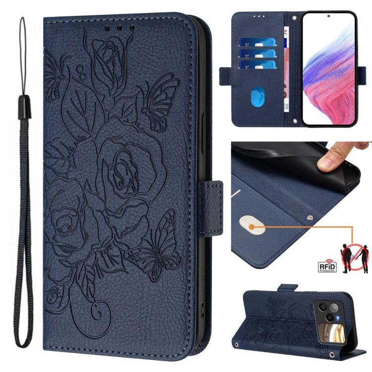 Embossed Rose RFID Anti-theft Leather Phone Case, For BLU G95, For BLU Bold N4, For BLU Bold K50, For BLU C9, For BLU View 5 Pro, For BLU View 5, For BLU View Speed 5G B1550VL