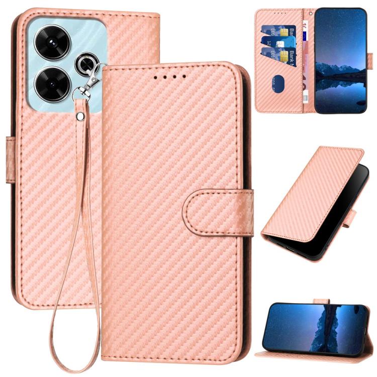 YX0070 Carbon Fiber Buckle Leather Phone Case with Lanyard, For Redmi K80 / Poco F7 Pro, For Redmi Note 14 4G 164.84mm, For Redmi Turbo 4 / Poco X7 Pro, For Redmi Note 14 Pro 4G, For Redmi Note 14 4G 163.25mm, For Redmi Note 14 5G                      ...