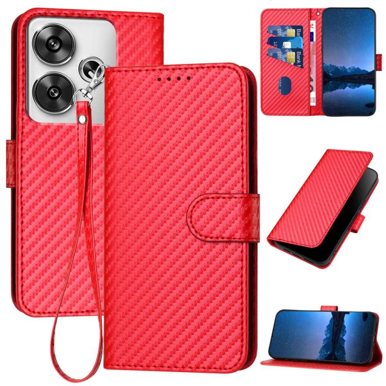 YX0070 Carbon Fiber Buckle Leather Phone Case with Lanyard, For Redmi K80 / Poco F7 Pro, For Redmi Note 14 4G 164.84mm, For Redmi Turbo 4 / Poco X7 Pro, For Redmi Note 14 Pro 4G, For Redmi Note 14 4G 163.25mm, For Redmi Note 14 5G                      ...