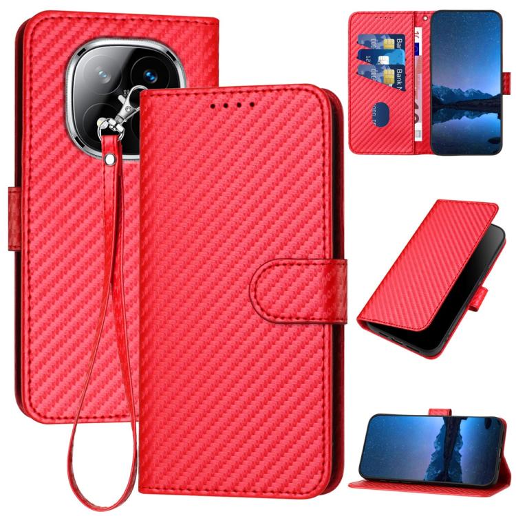 YX0070 Carbon Fiber Buckle Leather Phone Case with Lanyard, For Redmi K80 / Poco F7 Pro, For Redmi Note 14 4G 164.84mm, For Redmi Turbo 4 / Poco X7 Pro, For Redmi Note 14 Pro 4G, For Redmi Note 14 4G 163.25mm, For Redmi Note 14 5G                      ...