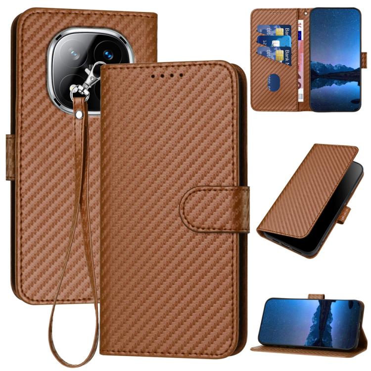YX0070 Carbon Fiber Buckle Leather Phone Case with Lanyard, For Redmi K80 / Poco F7 Pro, For Redmi Note 14 4G 164.84mm, For Redmi Turbo 4 / Poco X7 Pro, For Redmi Note 14 Pro 4G, For Redmi Note 14 4G 163.25mm, For Redmi Note 14 5G                      ...