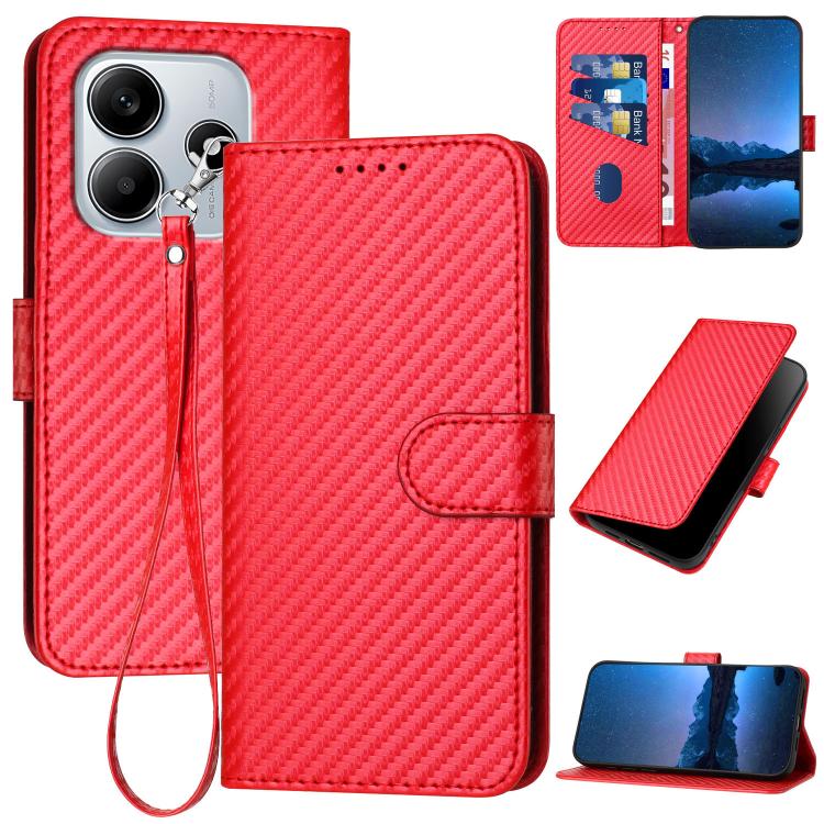 YX0070 Carbon Fiber Buckle Leather Phone Case with Lanyard, For Redmi K80 / Poco F7 Pro, For Redmi Note 14 4G 164.84mm, For Redmi Turbo 4 / Poco X7 Pro, For Redmi Note 14 Pro 4G, For Redmi Note 14 4G 163.25mm, For Redmi Note 14 5G                      ...