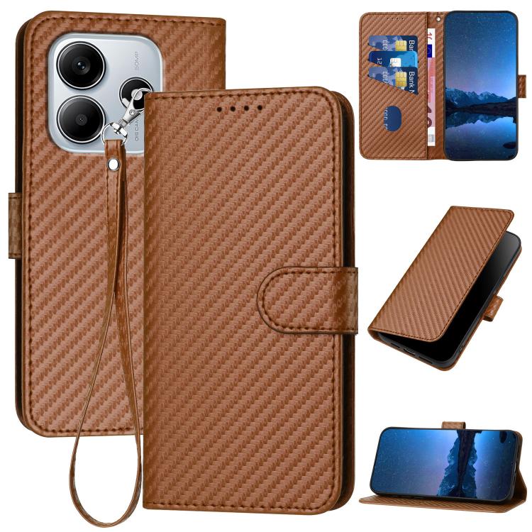 YX0070 Carbon Fiber Buckle Leather Phone Case with Lanyard, For Redmi K80 / Poco F7 Pro, For Redmi Note 14 4G 164.84mm, For Redmi Turbo 4 / Poco X7 Pro, For Redmi Note 14 Pro 4G, For Redmi Note 14 4G 163.25mm, For Redmi Note 14 5G                      ...