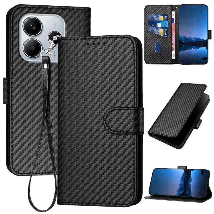 YX0070 Carbon Fiber Buckle Leather Phone Case with Lanyard, For Redmi K80 / Poco F7 Pro, For Redmi Note 14 4G 164.84mm, For Redmi Turbo 4 / Poco X7 Pro, For Redmi Note 14 Pro 4G, For Redmi Note 14 4G 163.25mm, For Redmi Note 14 5G                      ...