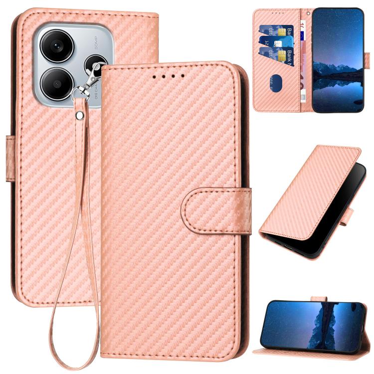 YX0070 Carbon Fiber Buckle Leather Phone Case with Lanyard, For Redmi K80 / Poco F7 Pro, For Redmi Note 14 4G 164.84mm, For Redmi Turbo 4 / Poco X7 Pro, For Redmi Note 14 Pro 4G, For Redmi Note 14 4G 163.25mm, For Redmi Note 14 5G                      ...