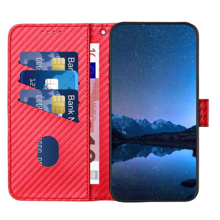 YX0070 Carbon Fiber Buckle Leather Phone Case with Lanyard, For Redmi Note 12 Turbo / Poco F5