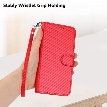 YX0070 Carbon Fiber Buckle Leather Phone Case with Lanyard, For Redmi Note 12 Turbo / Poco F5