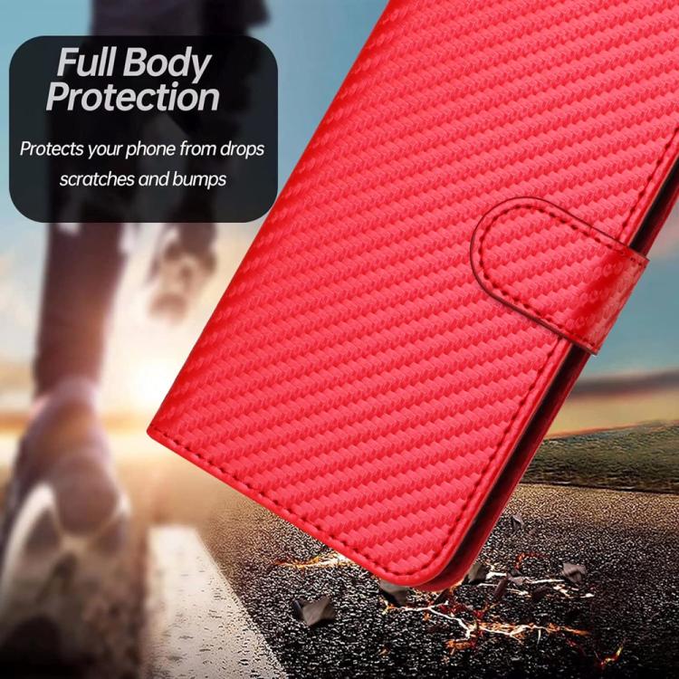 YX0070 Carbon Fiber Buckle Leather Phone Case with Lanyard, For Redmi Note 12 Turbo / Poco F5