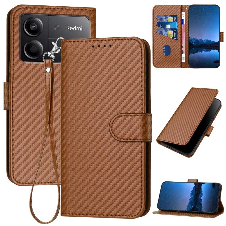 YX0070 Carbon Fiber Buckle Leather Phone Case with Lanyard, For Redmi K80 / Poco F7 Pro, For Redmi Note 14 4G 164.84mm, For Redmi Turbo 4 / Poco X7 Pro, For Redmi Note 14 Pro 4G, For Redmi Note 14 4G 163.25mm, For Redmi Note 14 5G                      ...