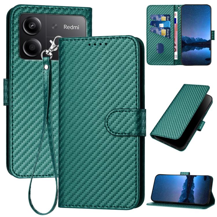 YX0070 Carbon Fiber Buckle Leather Phone Case with Lanyard, For Redmi K80 / Poco F7 Pro, For Redmi Note 14 4G 164.84mm, For Redmi Turbo 4 / Poco X7 Pro, For Redmi Note 14 Pro 4G, For Redmi Note 14 4G 163.25mm, For Redmi Note 14 5G                      ...