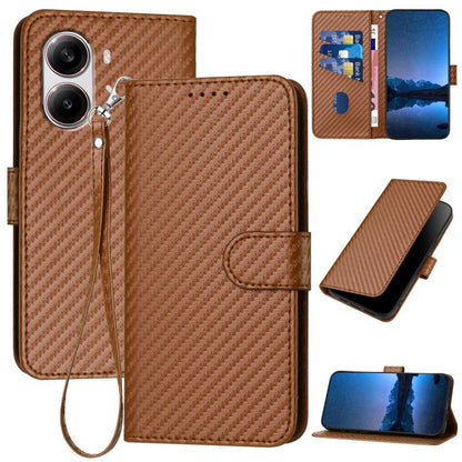 YX0070 Carbon Fiber Buckle Leather Phone Case with Lanyard, For Redmi K80 / Poco F7 Pro, For Redmi Note 14 4G 164.84mm, For Redmi Turbo 4 / Poco X7 Pro, For Redmi Note 14 Pro 4G, For Redmi Note 14 4G 163.25mm, For Redmi Note 14 5G                      ...