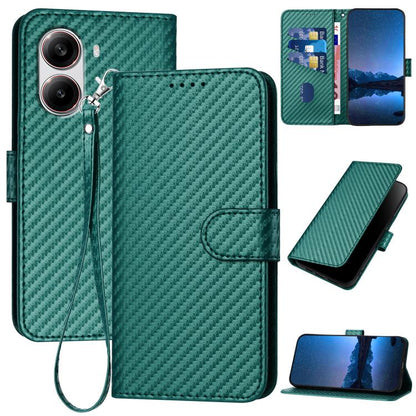 YX0070 Carbon Fiber Buckle Leather Phone Case with Lanyard, For Redmi K80 / Poco F7 Pro, For Redmi Note 14 4G 164.84mm, For Redmi Turbo 4 / Poco X7 Pro, For Redmi Note 14 Pro 4G, For Redmi Note 14 4G 163.25mm, For Redmi Note 14 5G                      ...